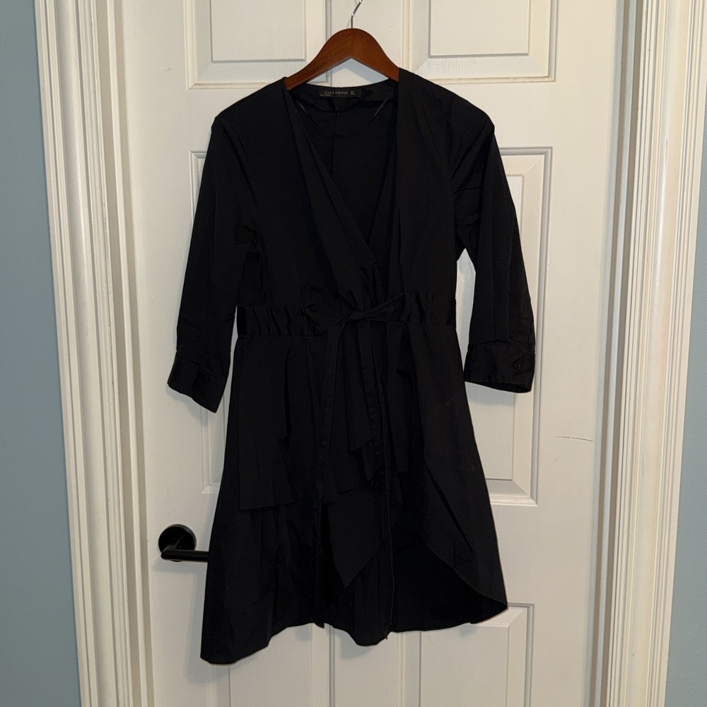Zara Woman Wrap Hi Low Shirt Dress L
